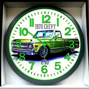 1970 C10 Chevy Bagged Short Bed Chevrolet Custom Glow In The Dark Wall Clock New
